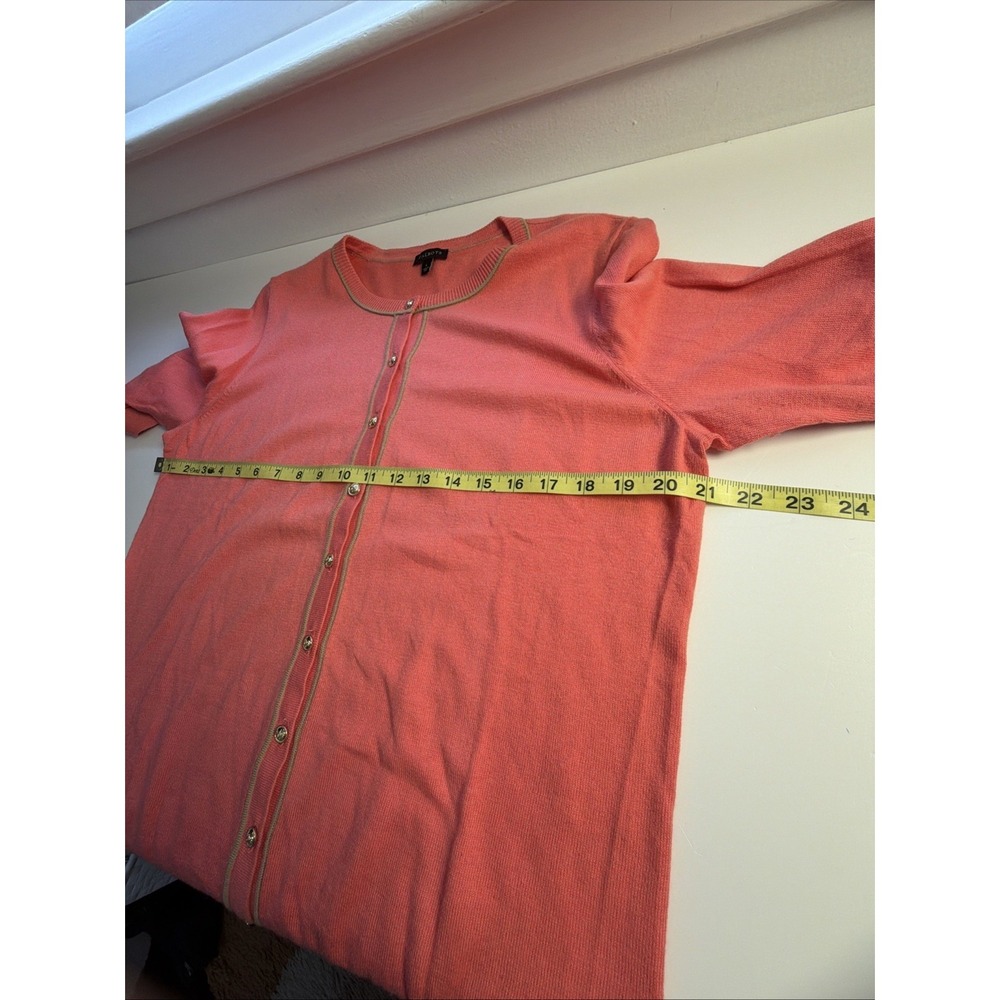 Talbots Women Cardigan Sweater Top Size L Gold Buttons Salmon Cashmere Preppy - Picture 5 of 6